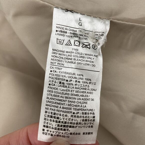 Banana Republic Trench Jacket Womens Large Beige Faux Suede Tie Belt Drape Front - Picture 8 of 11